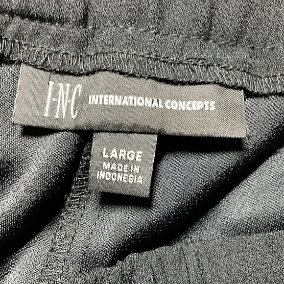 INC INTERNATIONAL CONCEPTS Black Wide Leg Tie Front Pull On Cropped Pants Sz L - Picture 5 of 10